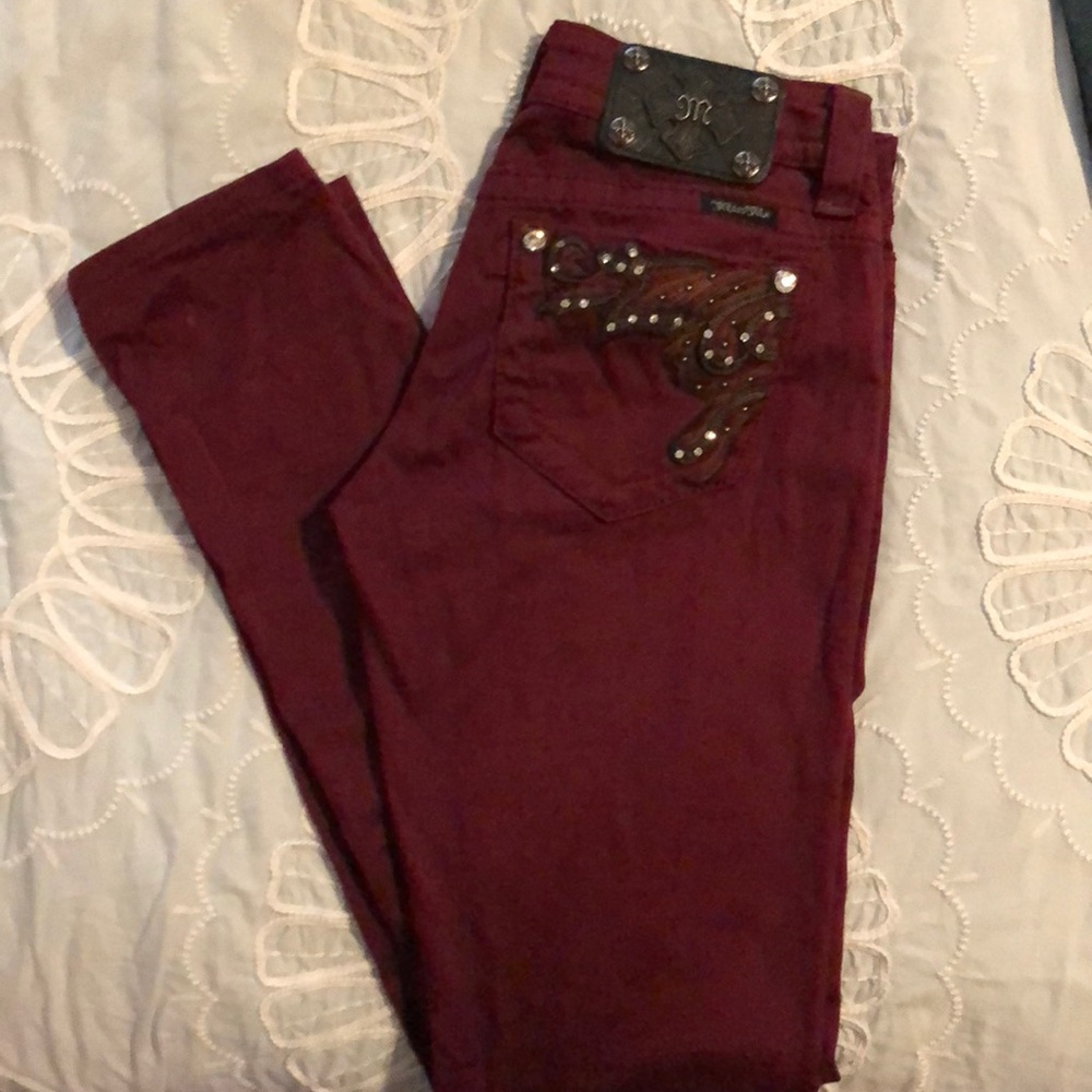 Miss me maroon skinny jeans